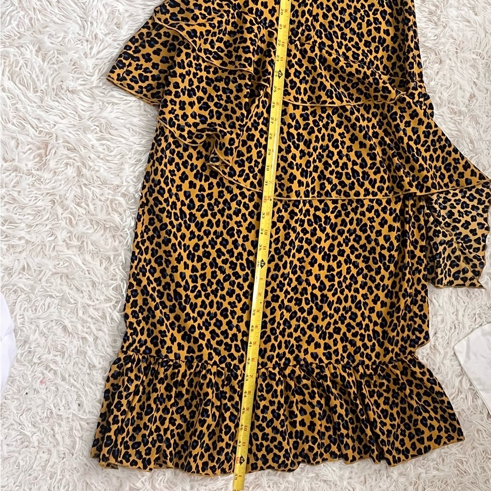 Leopard Animal Print High-Low Ruffle Dress Night Out Maximalist Party Girl S - Picture 6 of 12